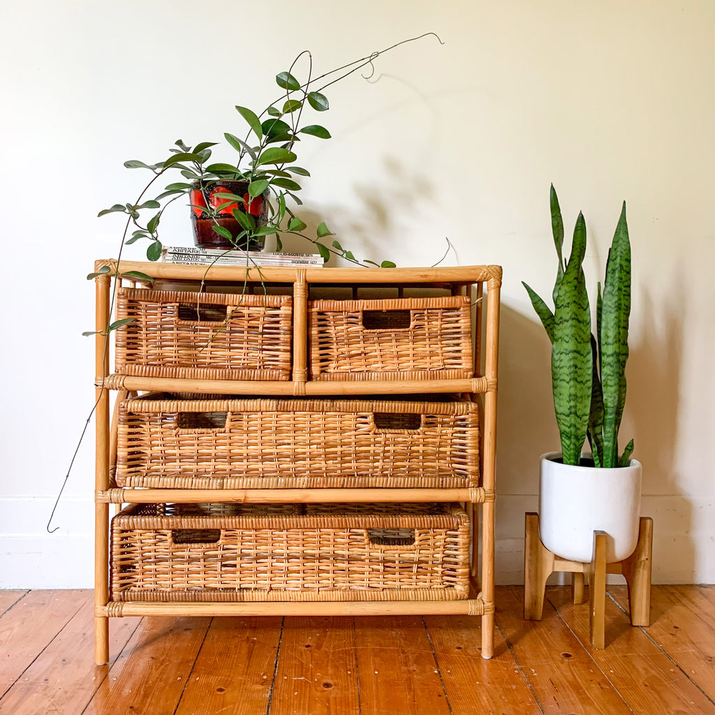 RATTAN BASKET DRAWERS - HEY JUDE WORKSHOP • Vintage furniture & wares.