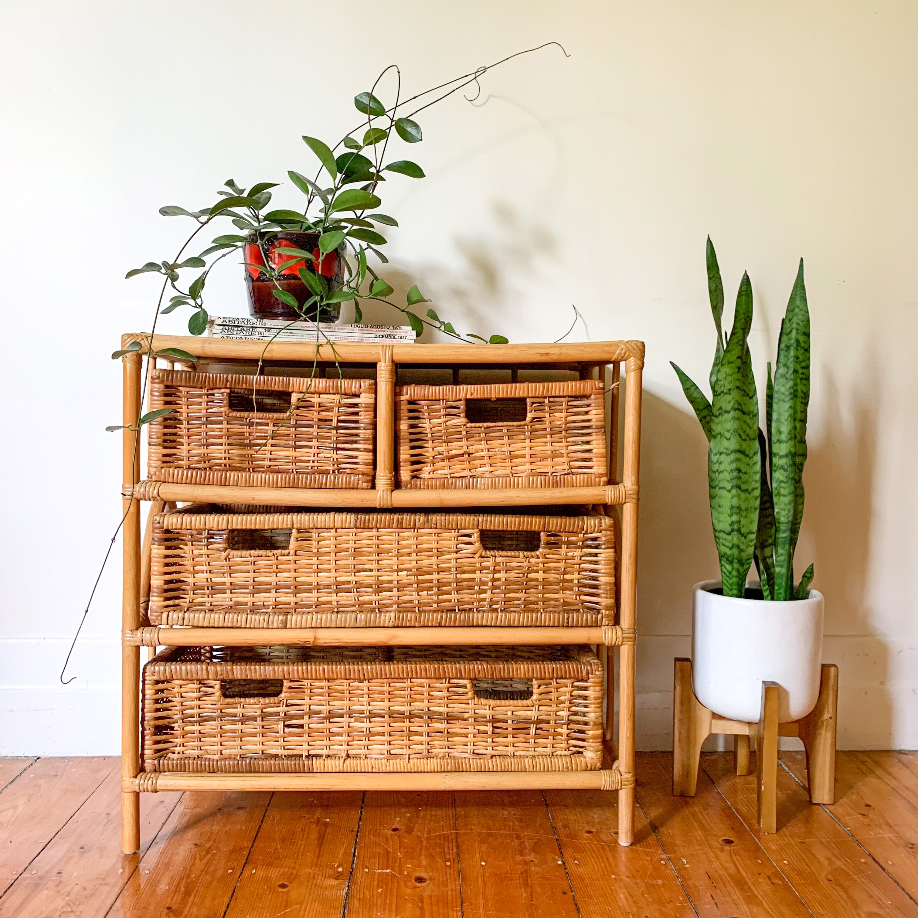 RATTAN BASKET DRAWERS - HEY JUDE WORKSHOP • Vintage furniture & wares.