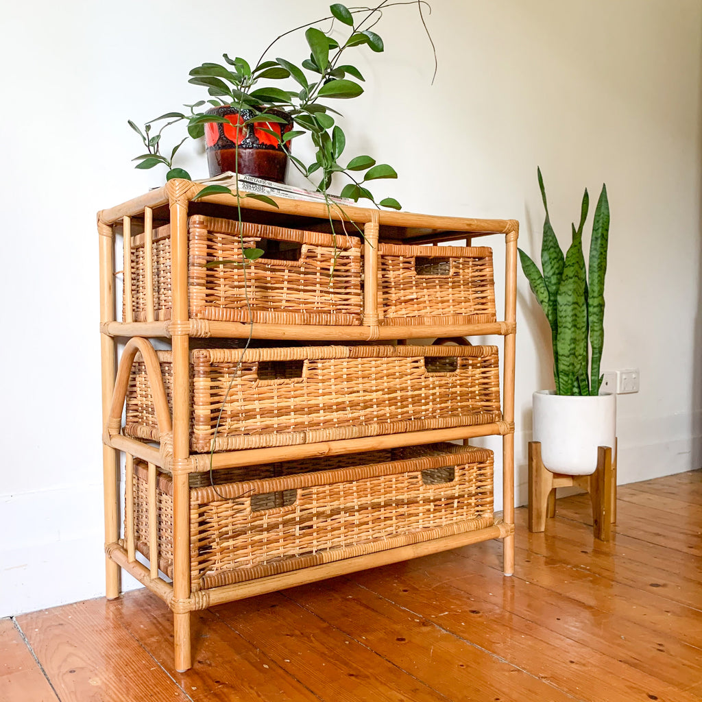 RATTAN BASKET DRAWERS - HEY JUDE WORKSHOP • Vintage furniture & wares.