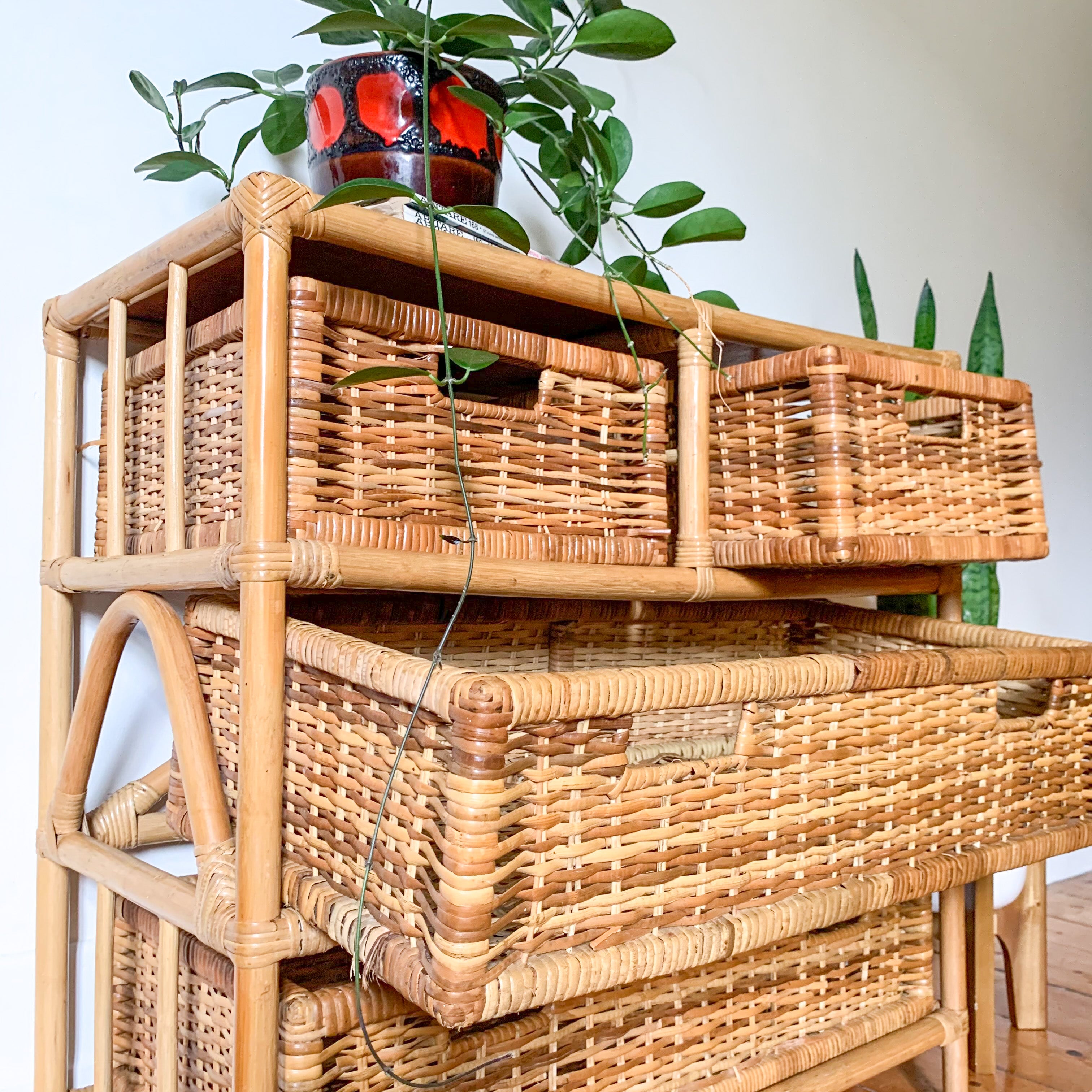 RATTAN BASKET DRAWERS - HEY JUDE WORKSHOP • Vintage furniture & wares.