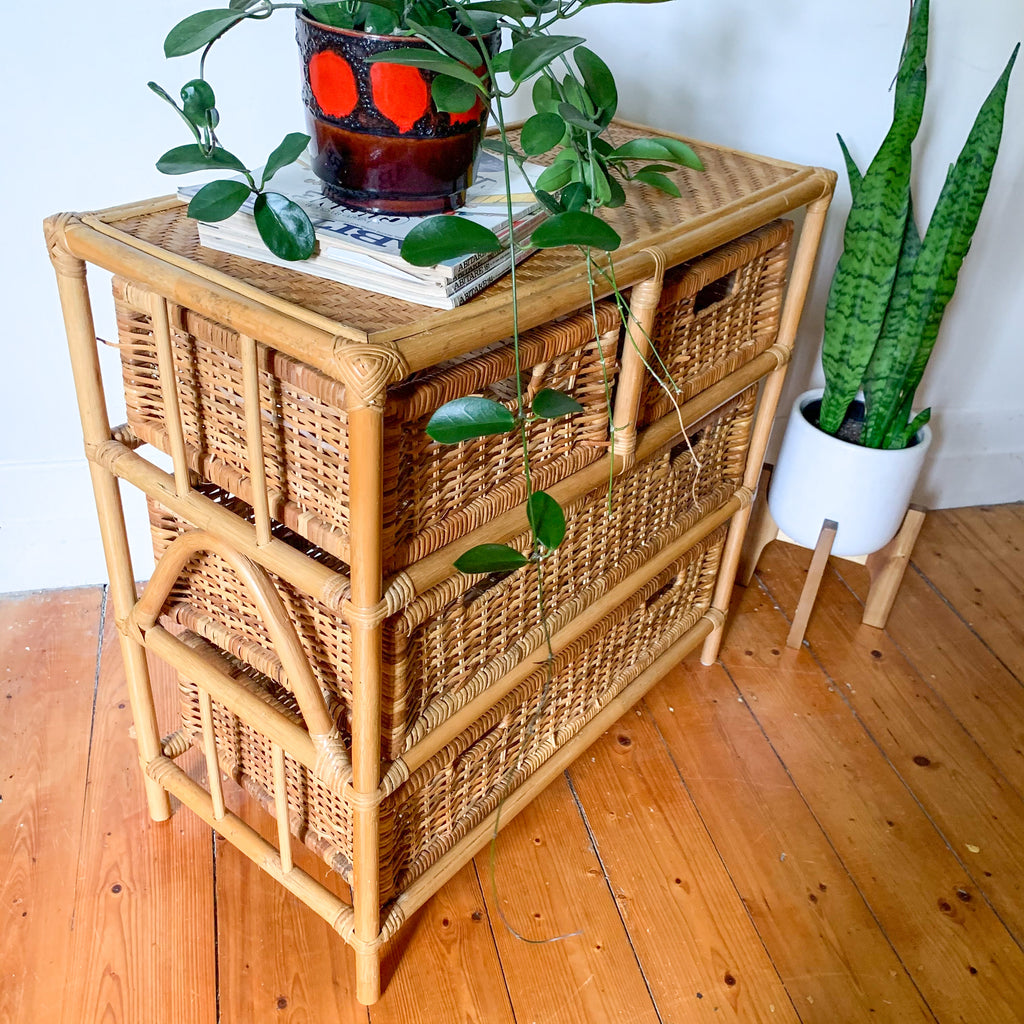 RATTAN BASKET DRAWERS - HEY JUDE WORKSHOP • Vintage furniture & wares.