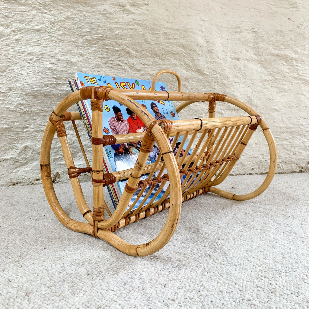 RATTAN MAGAZINE RACK - HEY JUDE WORKSHOP • Vintage furniture & objects Melbourne