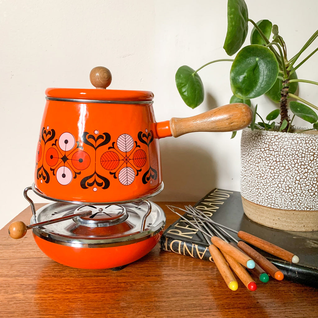 1960s ENAMEL FONDUE SET