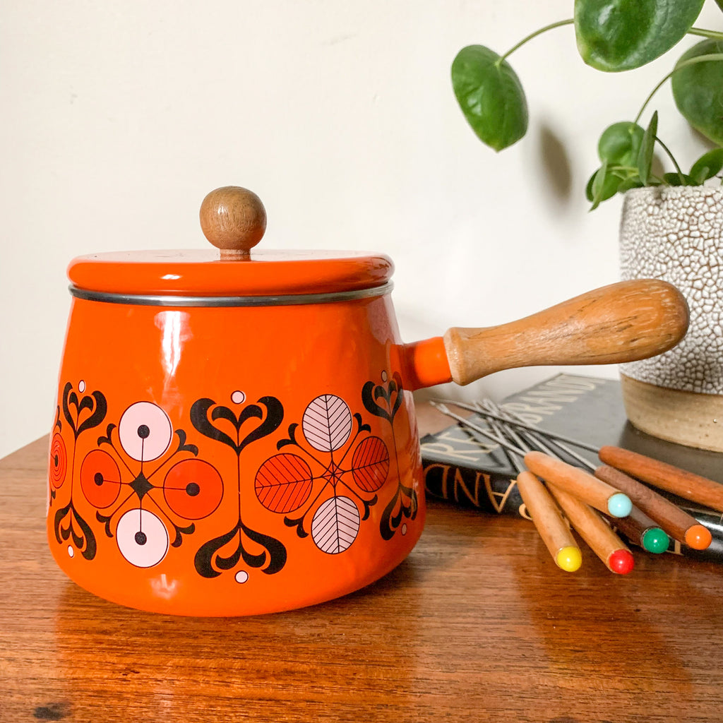 1960s ENAMEL FONDUE SET