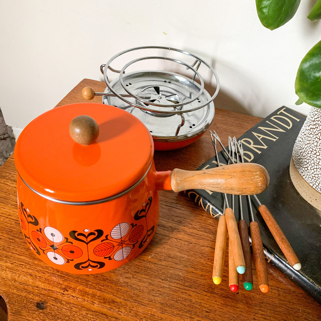 1960s ENAMEL FONDUE SET
