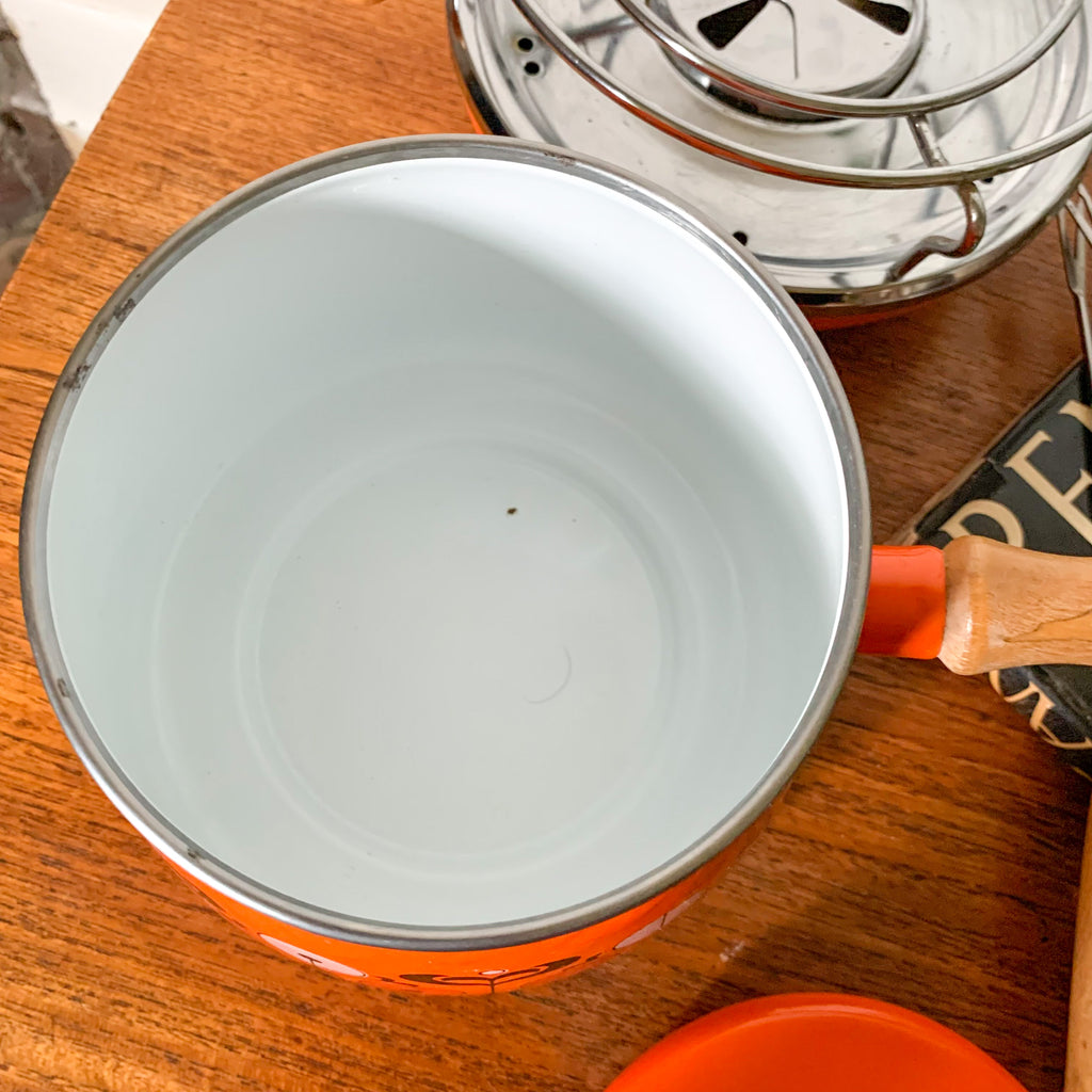 1960s ENAMEL FONDUE SET