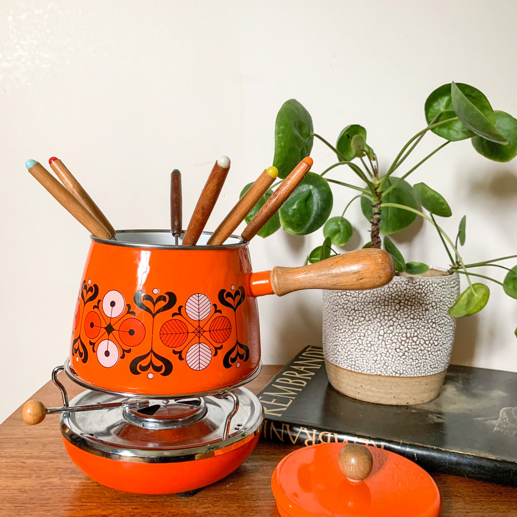1960s ENAMEL FONDUE SET