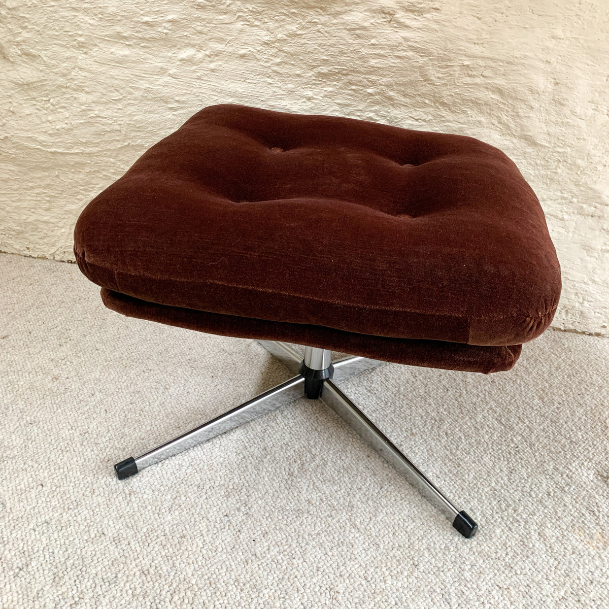 BROWN VELVET FOOTSTOOL