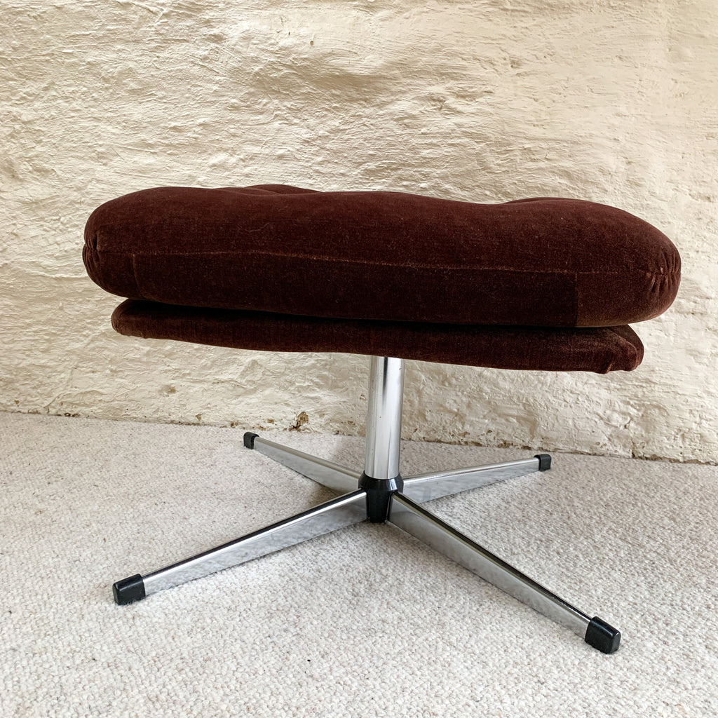 BROWN VELVET FOOTSTOOL