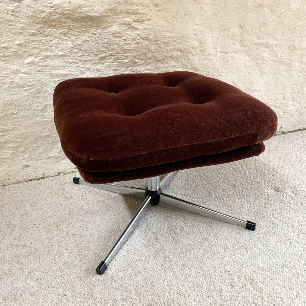 BROWN VELVET FOOTSTOOL