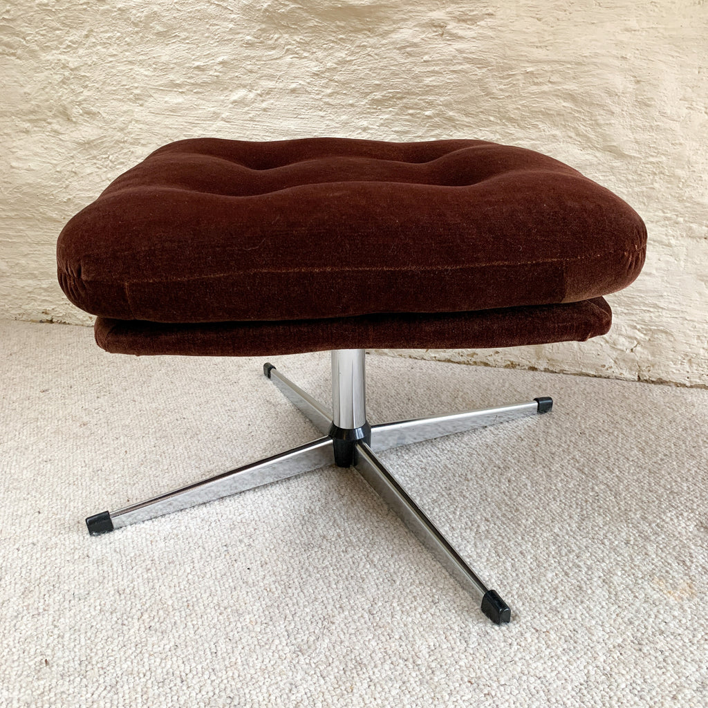 BROWN VELVET FOOTSTOOL