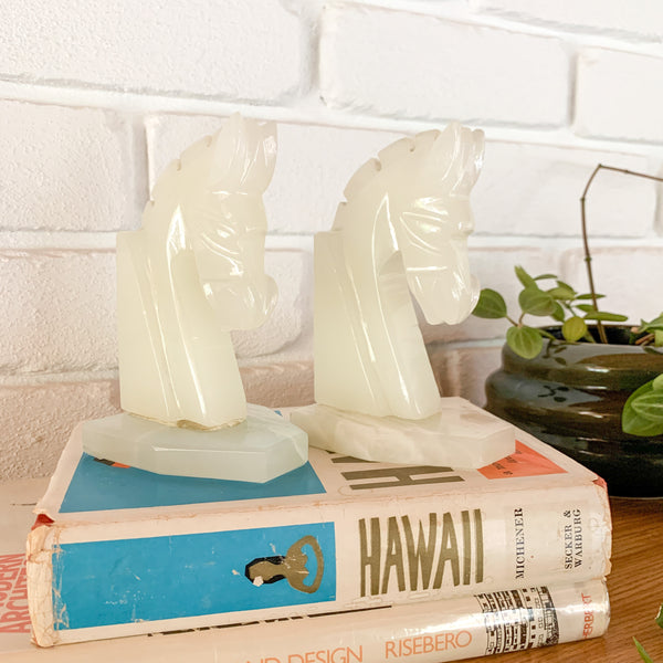 ONYX HORSE HEAD BOOKENDS