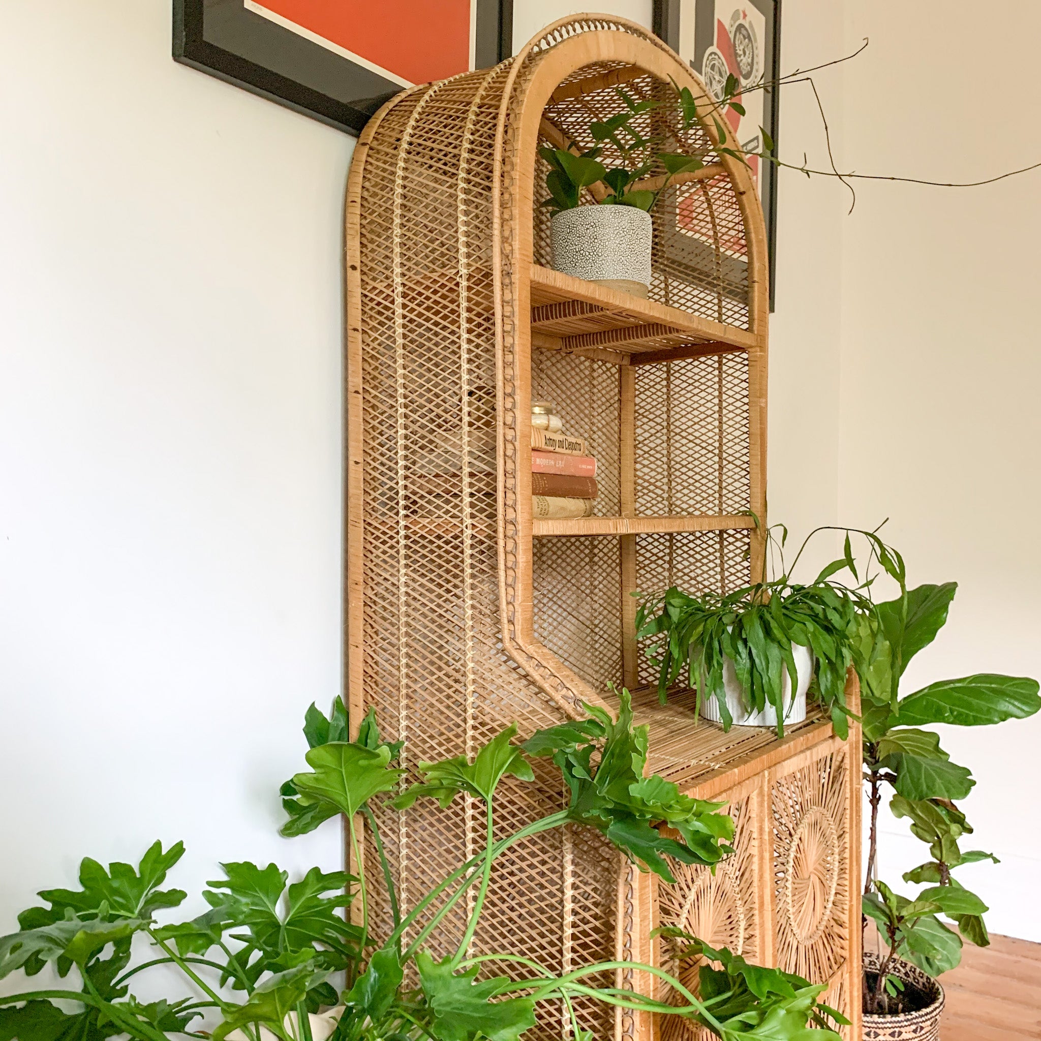 CANE STARBURST HUTCH SHELVES