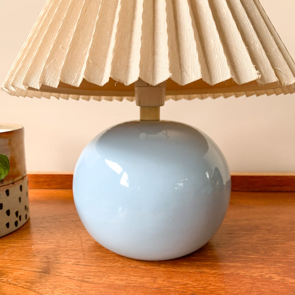 CERAMIC BALL LAMP WITH PLEATED SHADE - HEY JUDE WORKSHOP • Vintage furniture & wares.