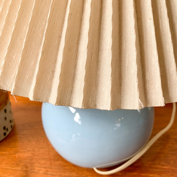 CERAMIC BALL LAMP WITH PLEATED SHADE - HEY JUDE WORKSHOP • Vintage furniture & wares.