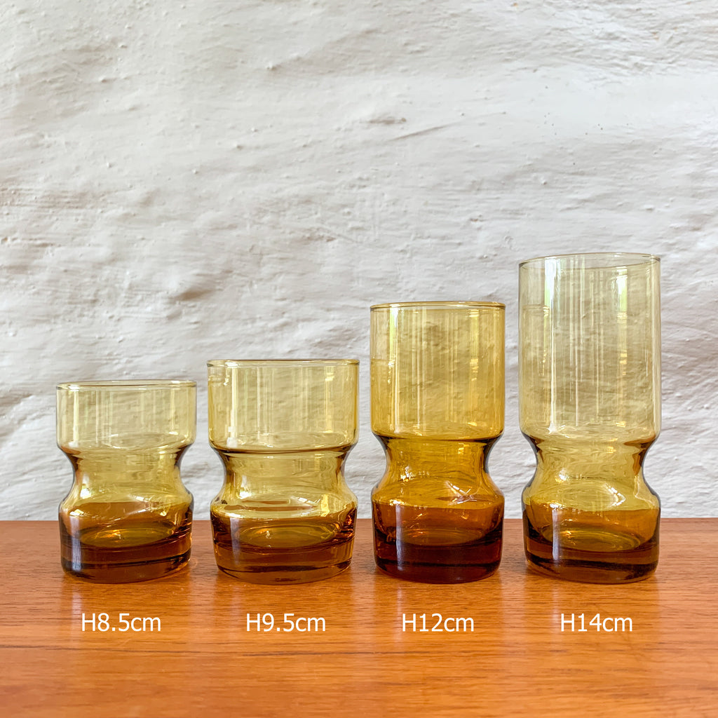 KAARU AMBER GLASSES H8.5cm - HEY JUDE WORKSHOP • Vintage furniture & objects Melbourne