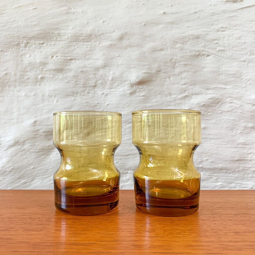 KAARU AMBER GLASSES H8.5cm - HEY JUDE WORKSHOP • Vintage furniture & objects Melbourne
