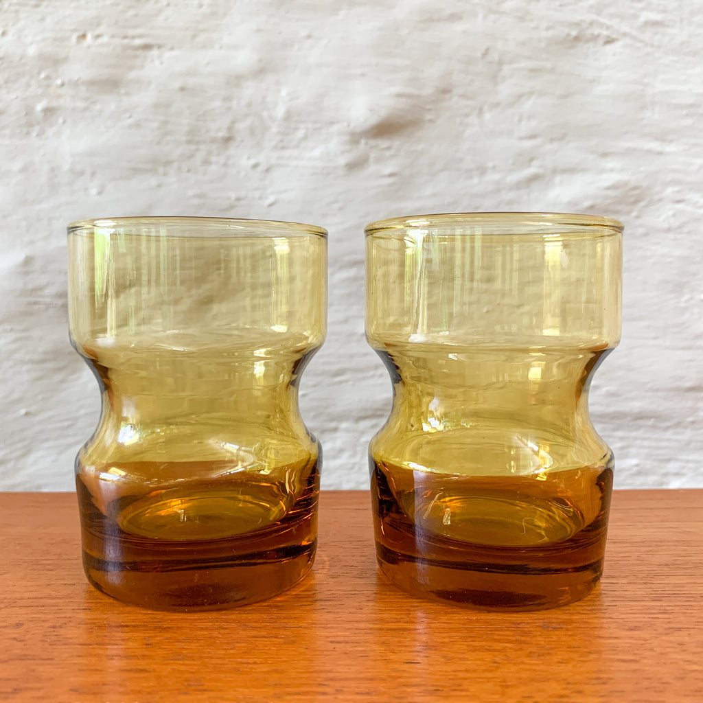KAARU AMBER GLASSES H8.5cm - HEY JUDE WORKSHOP • Vintage furniture & objects Melbourne