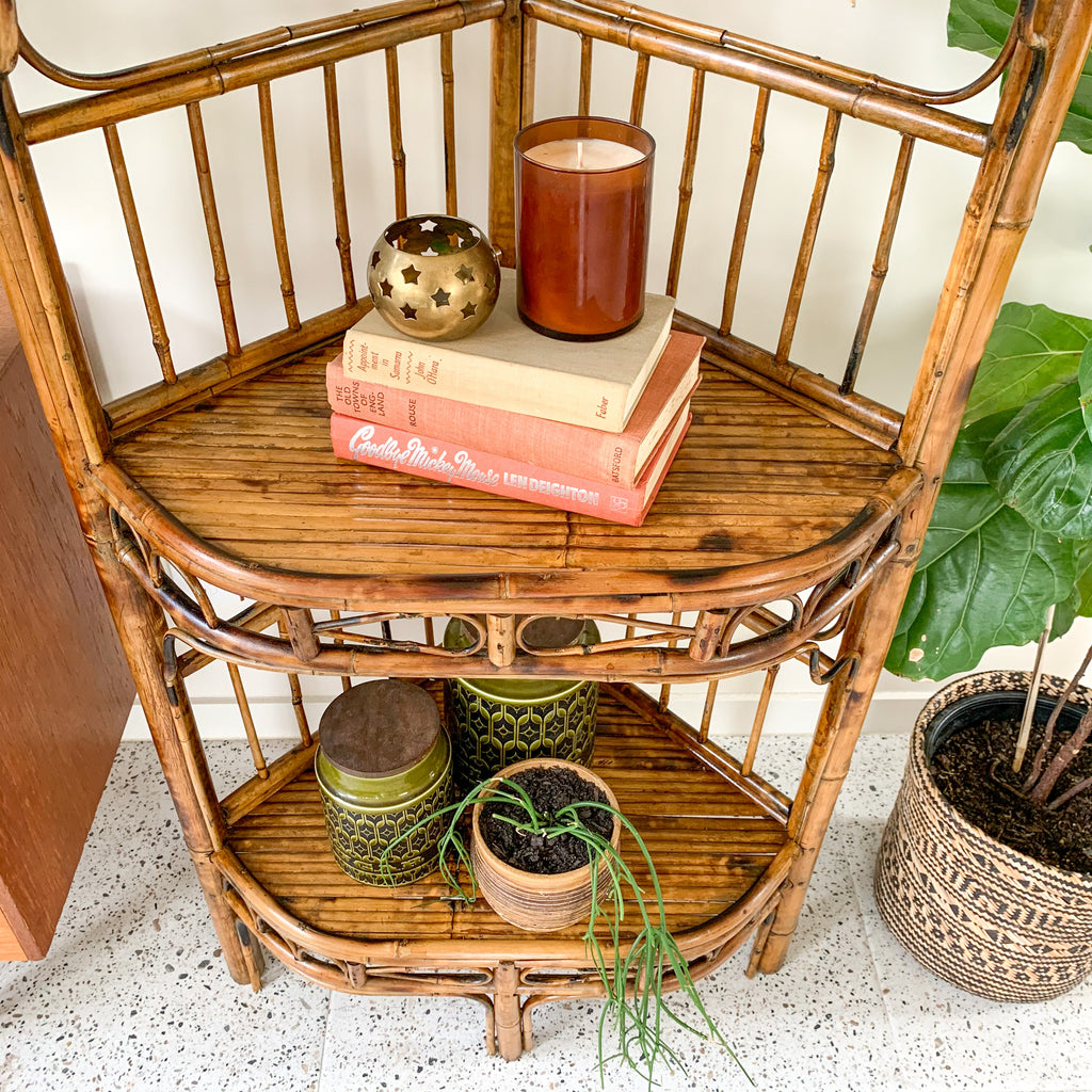 TIGER CANE CORNER SHELVES - HEY JUDE WORKSHOP • Vintage furniture & wares.