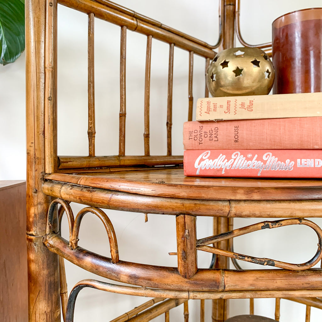 TIGER CANE CORNER SHELVES - HEY JUDE WORKSHOP • Vintage furniture & wares.
