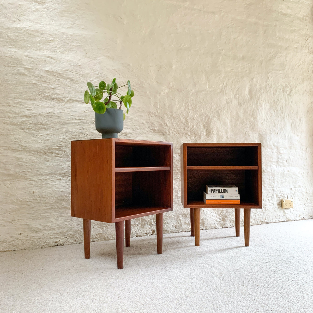 TEAK BEDSIDE TABLES