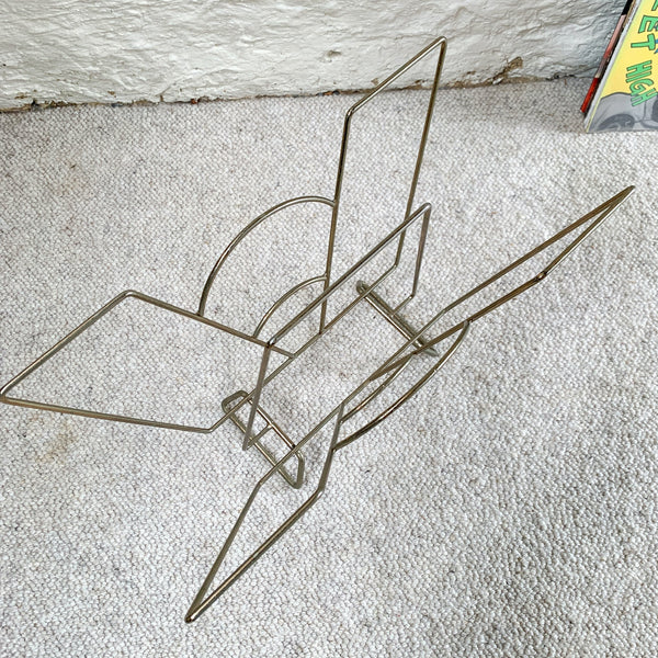 BRASS VINYL MAGAZINE RACK