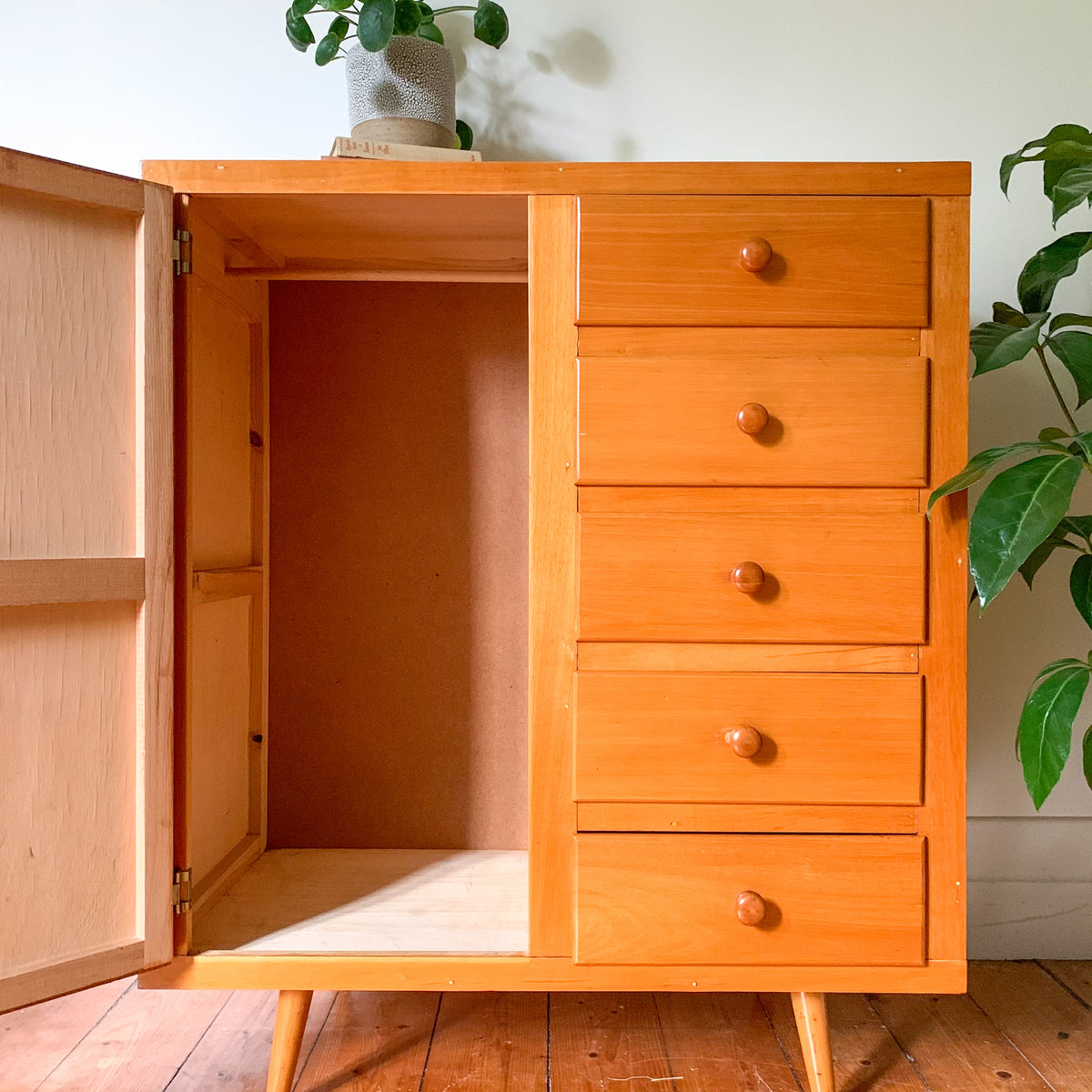 1960s BLOND WOOD WARDROBE