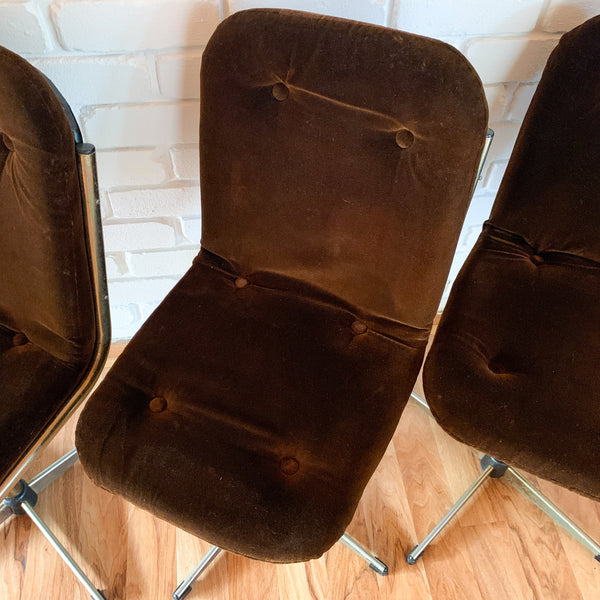 BROWN VELVET SWIVEL CHAIRS