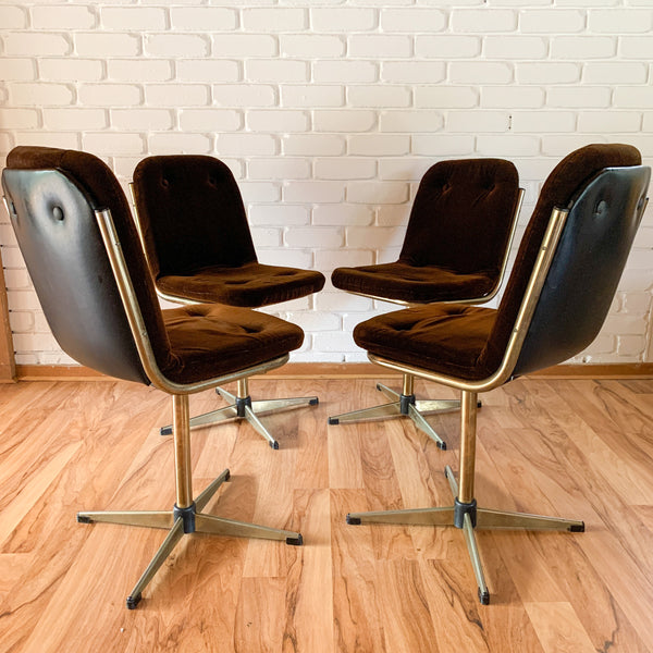 BROWN VELVET SWIVEL CHAIRS