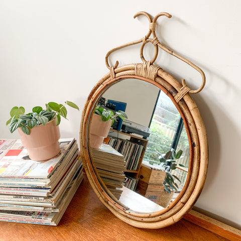 ROUND RATTAN WALL MIRROR - HEY JUDE WORKSHOP • Vintage furniture & wares.