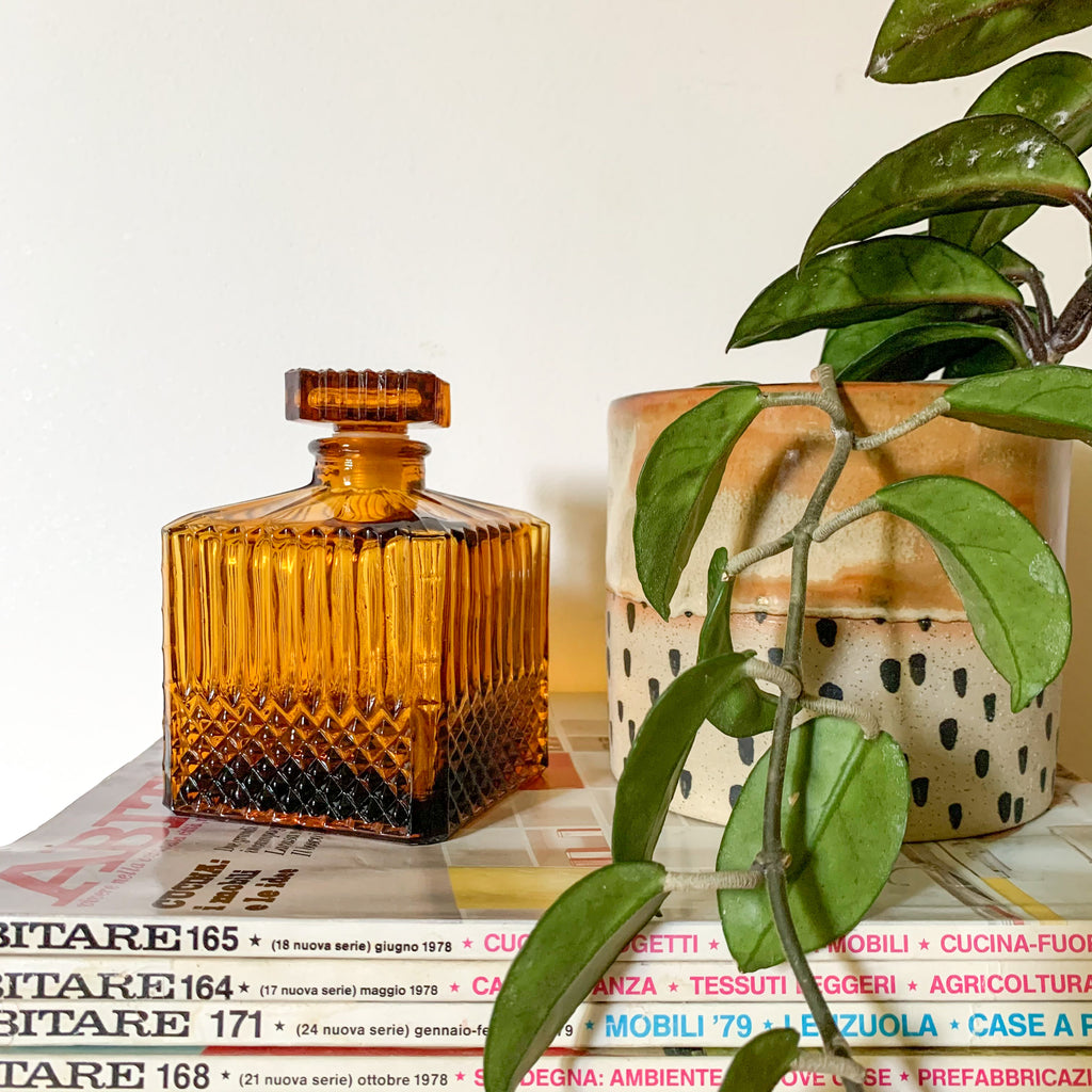 AMBER GLASS BOTTLE - HEY JUDE WORKSHOP • Vintage furniture & wares.