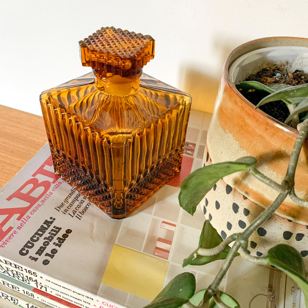 AMBER GLASS BOTTLE - HEY JUDE WORKSHOP • Vintage furniture & wares.