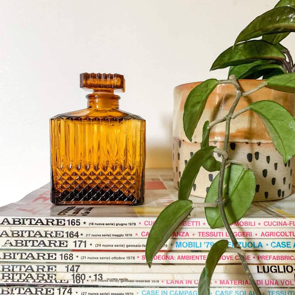 AMBER GLASS BOTTLE - HEY JUDE WORKSHOP • Vintage furniture & wares.