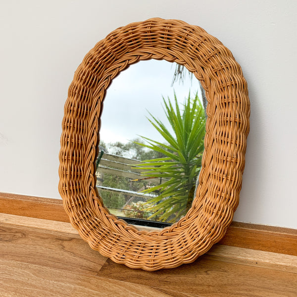 WICKER WALL MIRROR