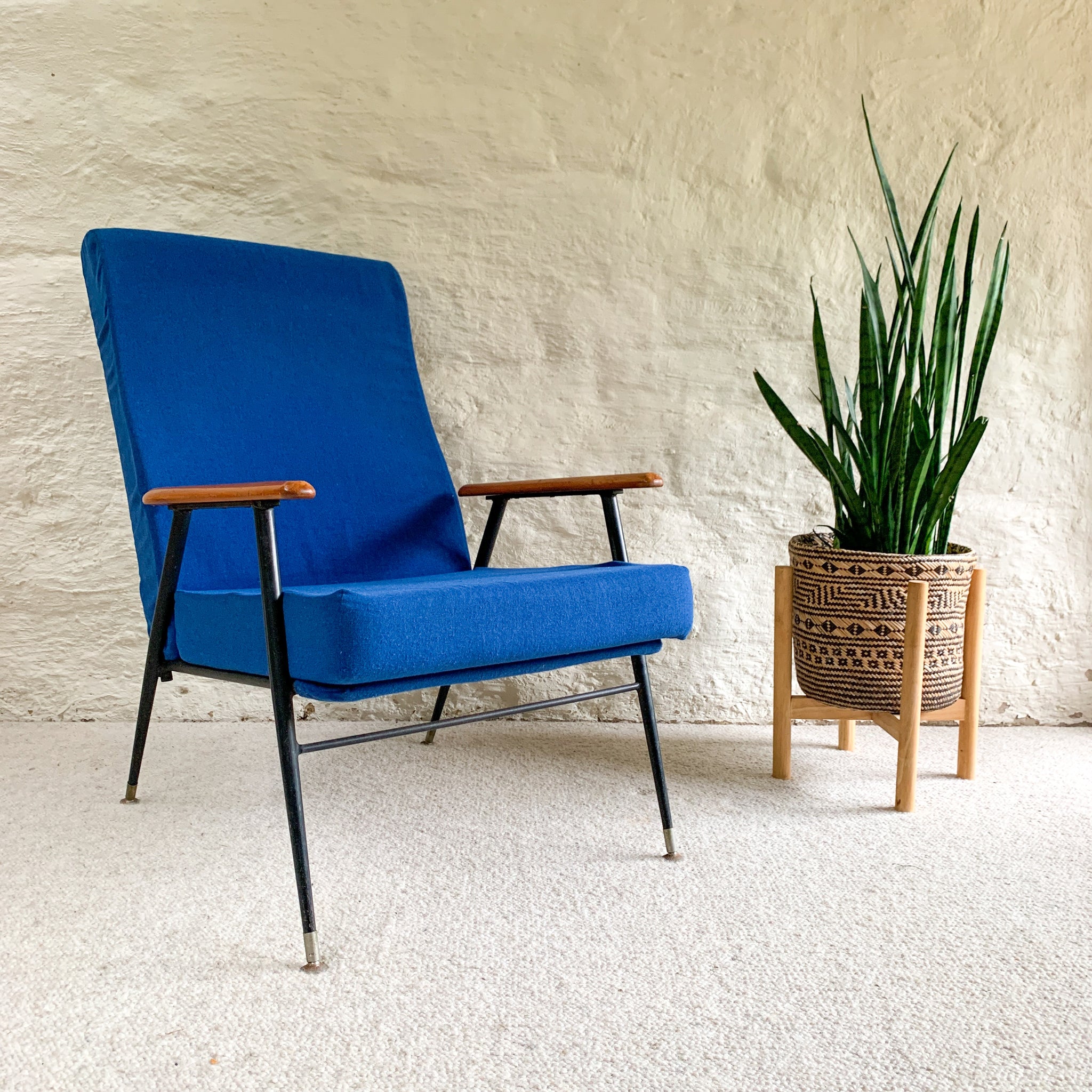 BLUE MID CENTURY ARMCHAIR #1