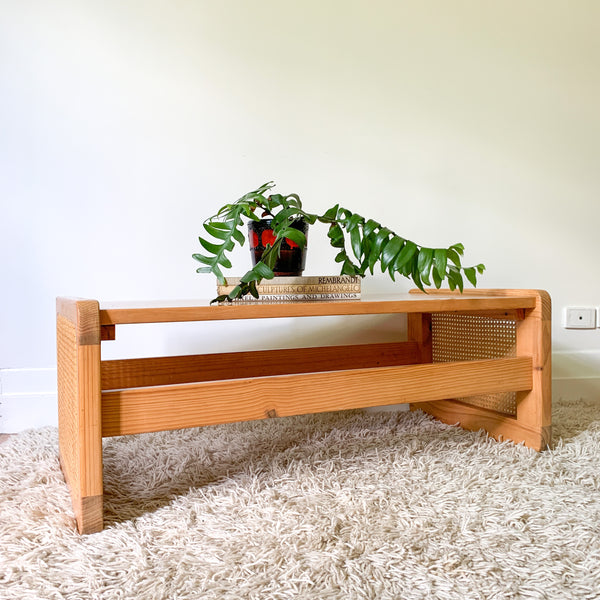 PINE RATTAN COFFEE TABLE