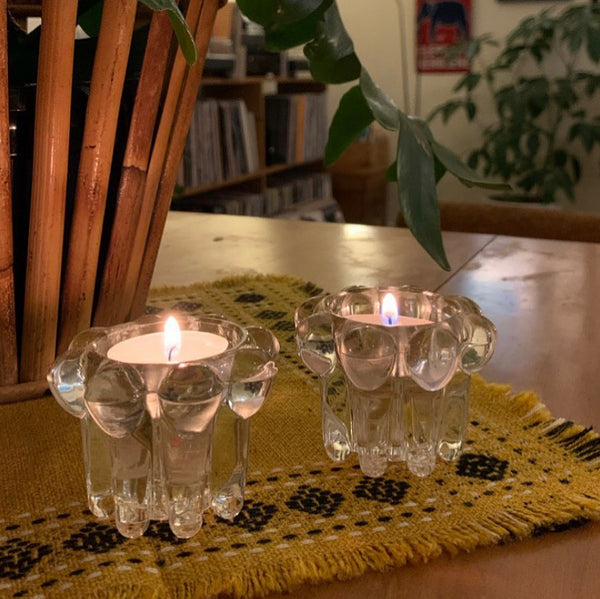 GLASS CANDLE HOLDERS