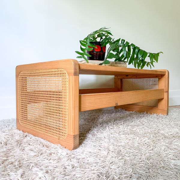 PINE RATTAN COFFEE TABLE