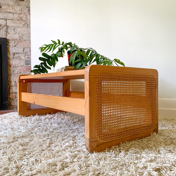 PINE RATTAN COFFEE TABLE